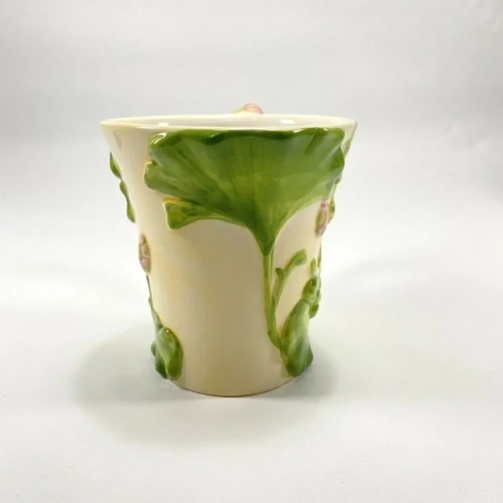 Pier 1 Imports Meditating Frog Mug Embossed Cup Yoga Frog Hand Painted